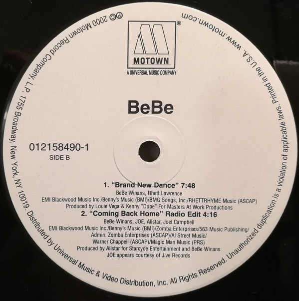 BeBe Winans Featuring Brian McKnight & JOE : Coming Back Home (12")