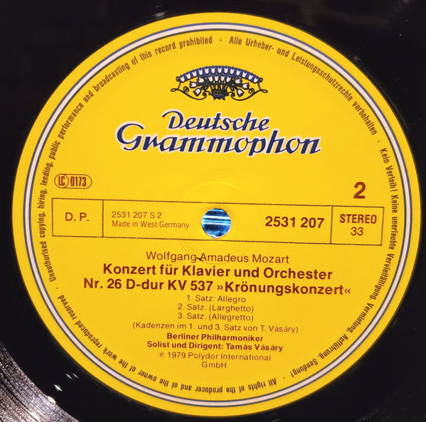 Wolfgang Amadeus Mozart • Berliner Philharmoniker • Tamás Vásáry : Klavierkonzerte Nr. 14 & 26 »Krönungskonzert« (LP)