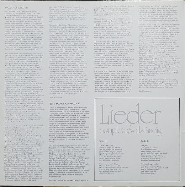 Wolfgang Amadeus Mozart - Elly Ameling, Dalton Baldwin : Lieder (Complete) (2xLP)