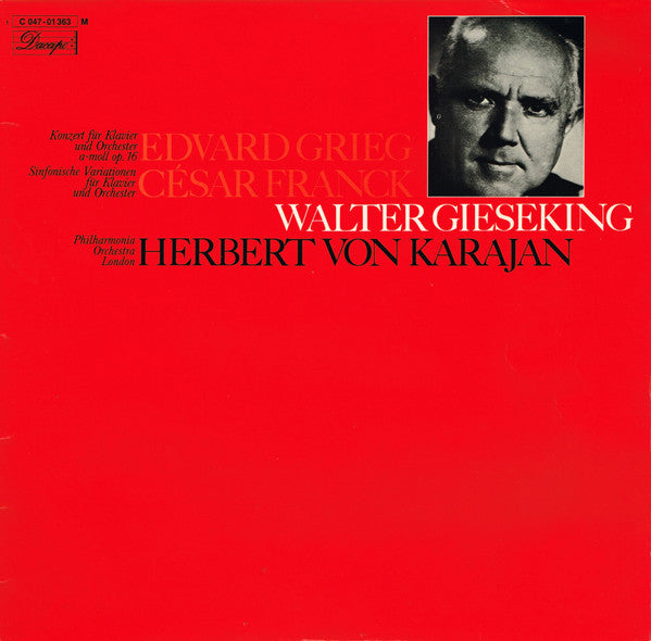 Edvard Grieg / César Franck - Walter Gieseking, Herbert Von Karajan, Philharmonia Orchestra : Konzert Für Klavier Und Orchester A-moll Op. 16 / Sinfonische Variationen Für Klavier Und Orchester  (LP, Mono)