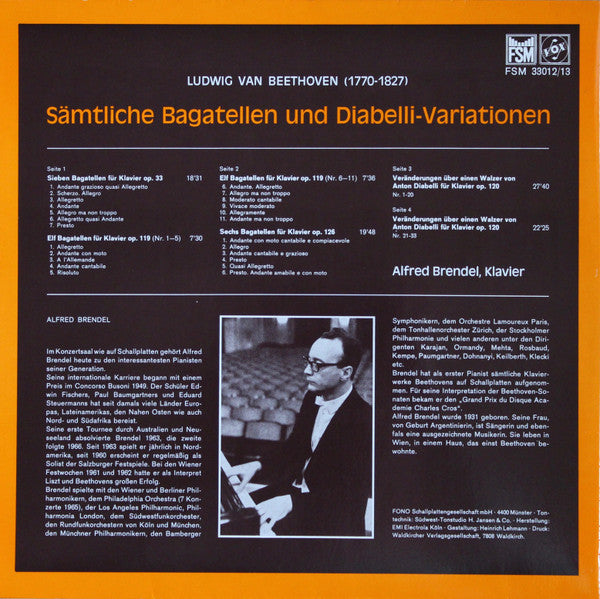 Ludwig van Beethoven  - Alfred Brendel : Diabelli Variationen / Sämtliche Bagatellen (2xLP)