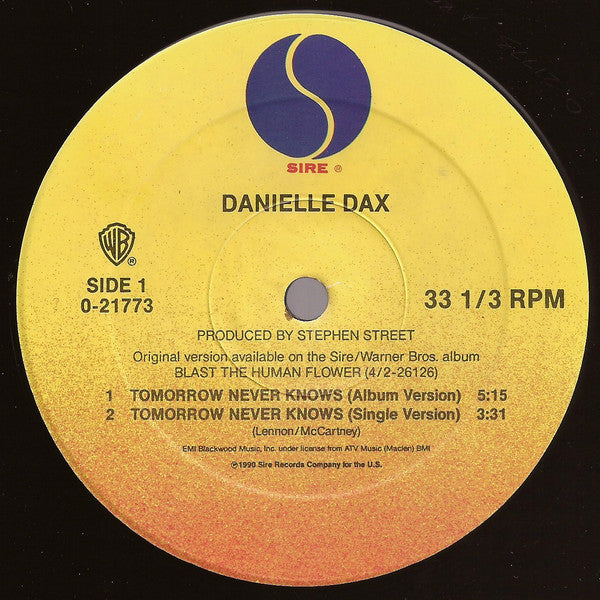 Danielle Dax : Tomorrow Never Knows (12", Maxi)