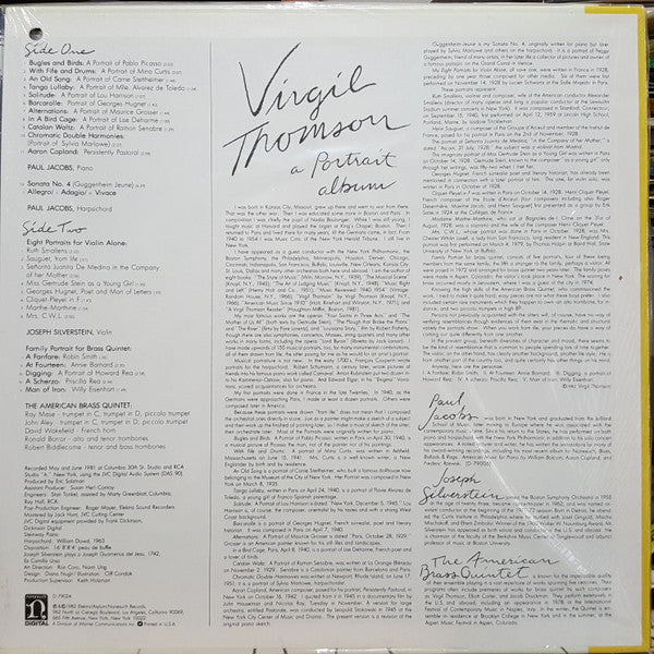 Virgil Thomson - Paul Jacobs (3), Joseph Silverstein, American Brass Quintet : A Portrait Album (LP, Album)