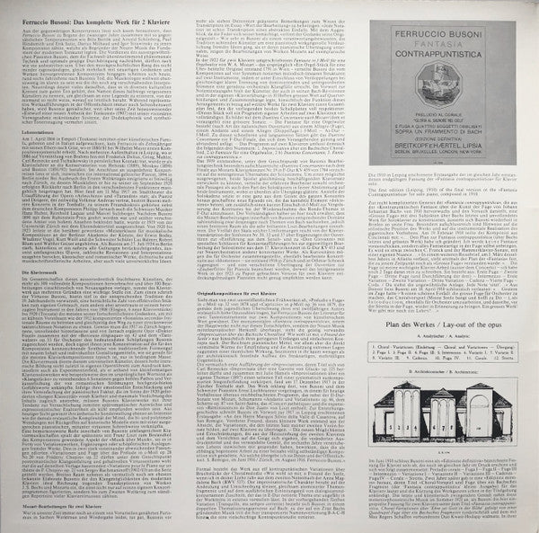 Ferruccio Busoni - Jürg von Vintschger, Isabel von Vintschger : Das Komplette Werk Für 2 Klaviere - Improvisation Über Ein Bachsches Chorallied  Fantasie Für Eine Orgelwalze - Duettino Concertante Nach Mozart - Fantasia Contrappuntistica (2xLP)