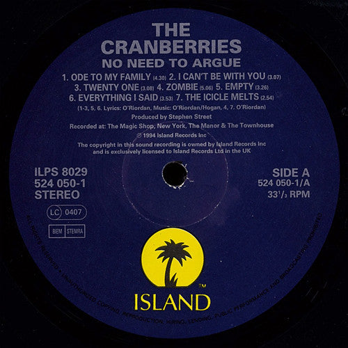 The Cranberries : No Need To Argue (LP, Album)