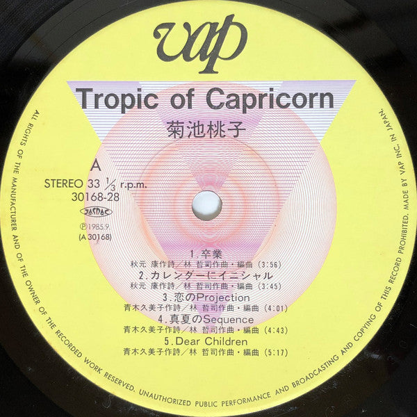 Momoko Kikuchi = Momoko Kikuchi : Tropic Of Capricorn =トロピック・オブ・カプリコーン 南回帰線 (LP, Album)