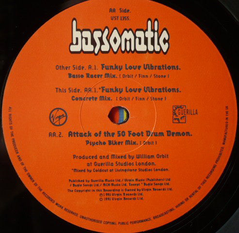 Bassomatic : Funky Love Vibrations (12", Single)