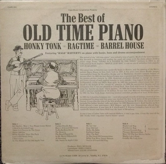 "Rags" Rafferty : The Best Of Old Time Piano (2xLP, Album)