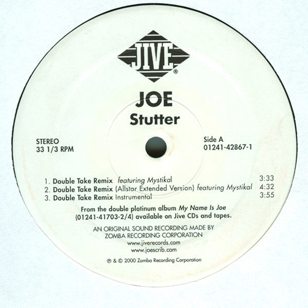 Joe Featuring Mystikal : Stutter (Remixes) (12")