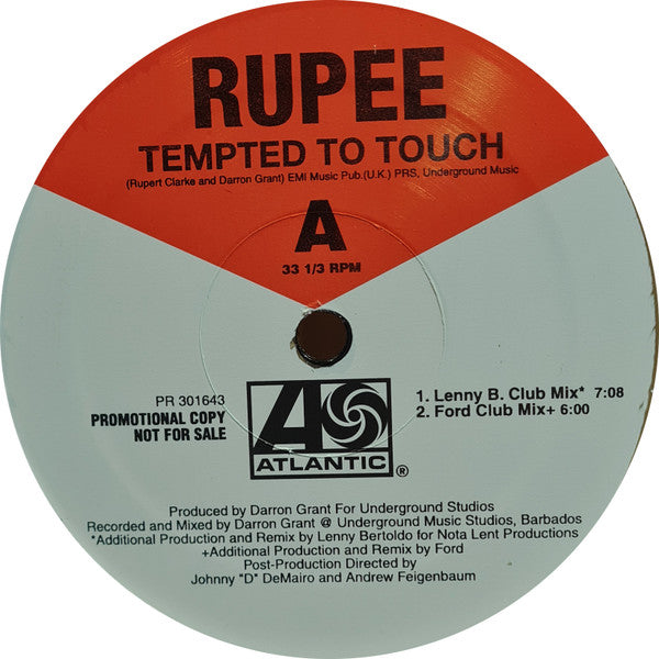 Rupee : Tempted To Touch (Dance Mixes) (12", Promo)