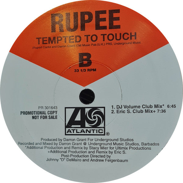 Rupee : Tempted To Touch (Dance Mixes) (12", Promo)