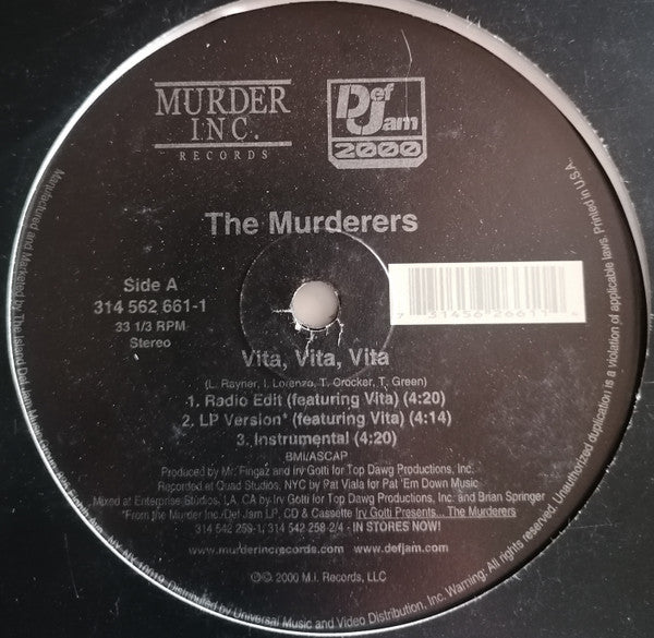 The Murderers Feat. Vita (3) : Vita, Vita, Vita (12")