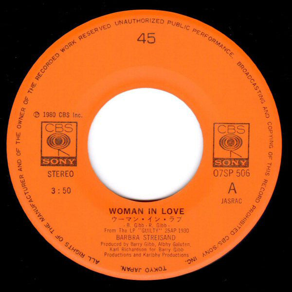 Barbra Streisand : Woman In Love (7", Single)