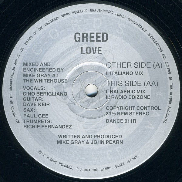 Greed : Love (12")