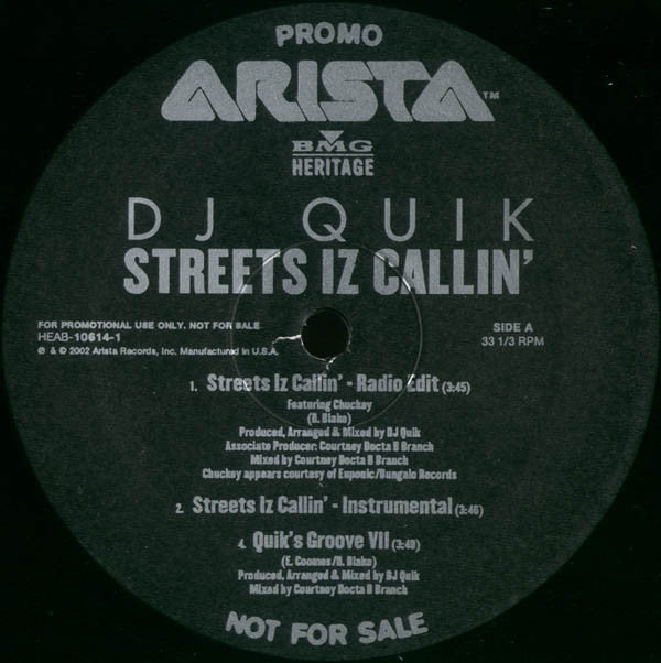 DJ Quik : Streets Iz Callin' (12", Promo)