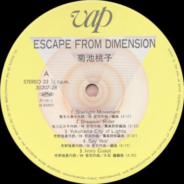 Momoko Kikuchi : Escape From Dimension (LP, Album)