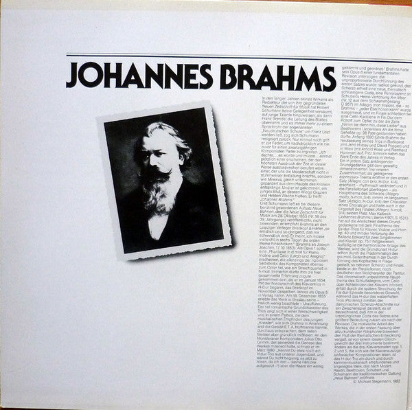 Christian Zacharias, Ulf Hoelscher, Heinrich Schiff : Brahms - Klaviertrio H-Dur Op. 8 (LP, Album, Gat)