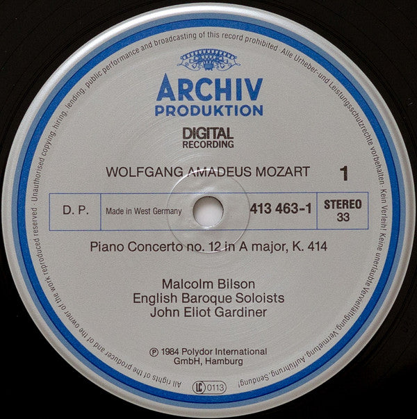 Wolfgang Amadeus Mozart - Malcolm Bilson • The English Baroque Soloists • John Eliot Gardiner : Piano Concertos Nos. 12 & 14 • Klavierkonzerte • Concertos Pour Piano K.414 & K.449 (LP, Album, Gat)