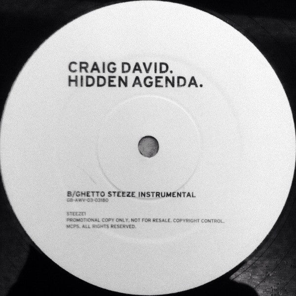 Craig David : Hidden Agenda (Ghetto Steeze Remix) (12", Promo)