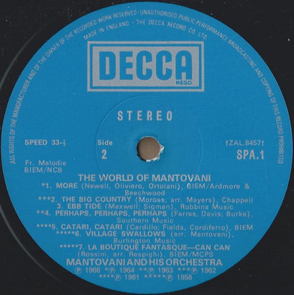 Mantovani And His Orchestra : The World Of Mantovani (LP, Comp, Sil)