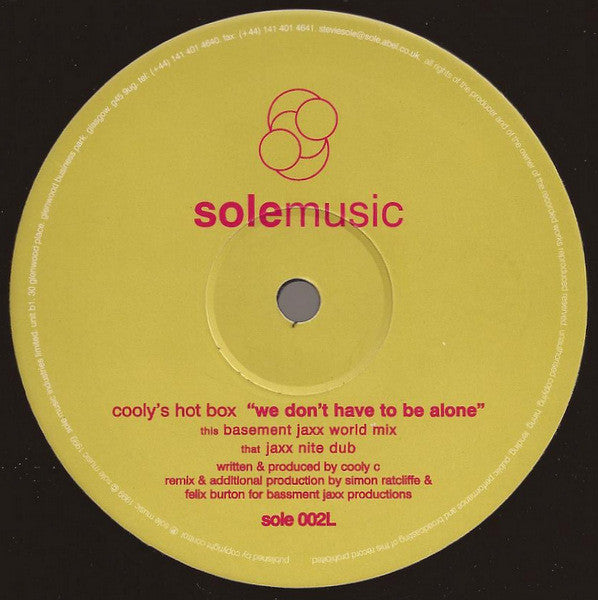 Cooly's Hot Box : We Don't Have To Be Alone (12")