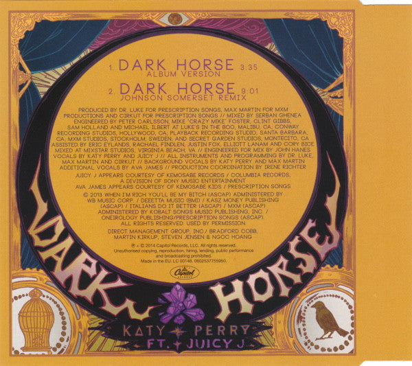 Katy Perry Ft. Juicy J : Dark Horse (CD, Single)