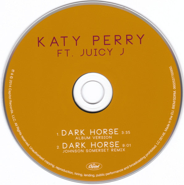 Katy Perry Ft. Juicy J : Dark Horse (CD, Single)