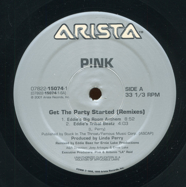 P!NK : Get The Party Started (Remixes) (2x12")