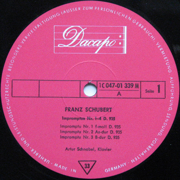 Artur Schnabel - Franz Schubert : Impromptus D.935 Und D.899 (LP, Mono)