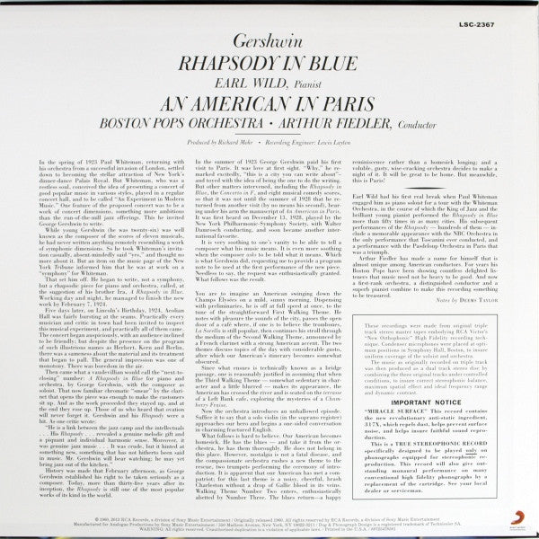 George Gershwin / The Boston Pops Orchestra, Arthur Fiedler, Earl Wild : Rhapsody In Blue / An American In Paris (LP, Ltd, RE, RM, 200)