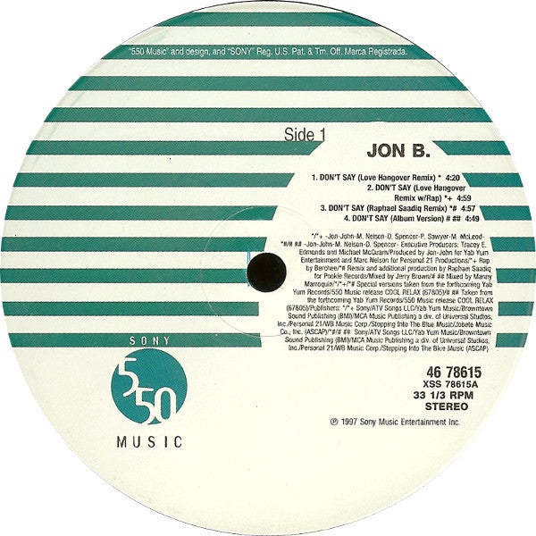 Jon B : Don't Say (The Remixes) (12")