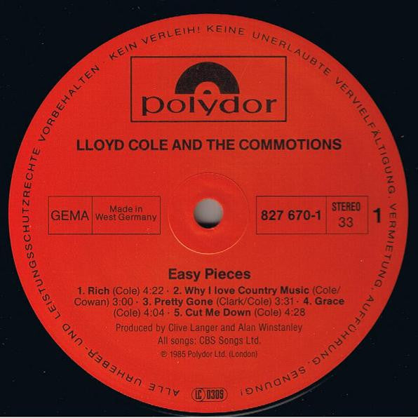 Lloyd Cole & The Commotions : Easy Pieces (LP, Album)