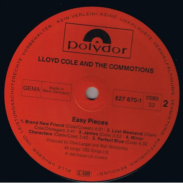 Lloyd Cole & The Commotions : Easy Pieces (LP, Album)