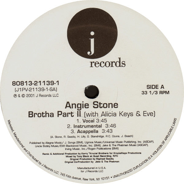 Angie Stone With Alicia Keys & Eve (2) : Brotha Part II (12")