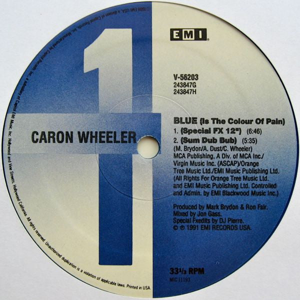 Caron Wheeler : Blue (Is The Colour Of Pain) (12", Ltd, Blu)