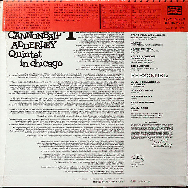 The Cannonball Adderley Quintet : In Chicago (LP, Album, RE)