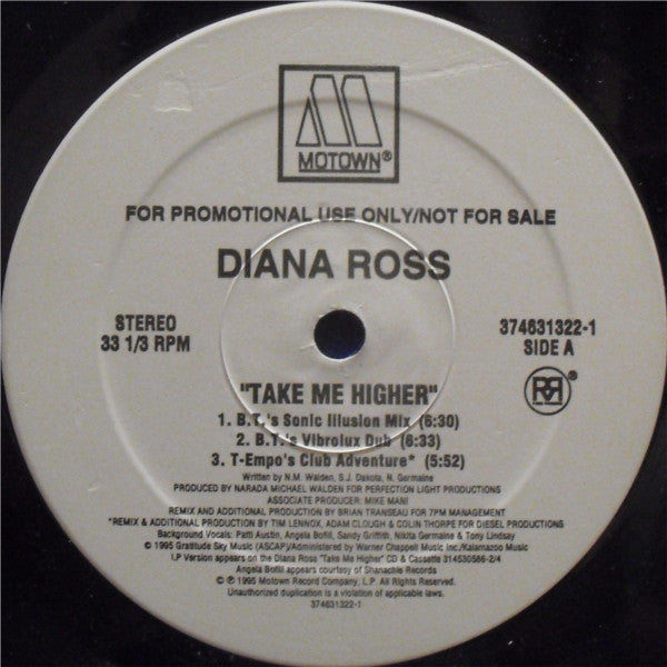 Diana Ross : Take Me Higher (12", Promo)