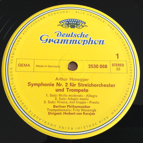 Arthur Honegger - Berliner Philharmoniker • Herbert von Karajan : Symphonie Liturgique • Symphonie Nr. 2 (LP)