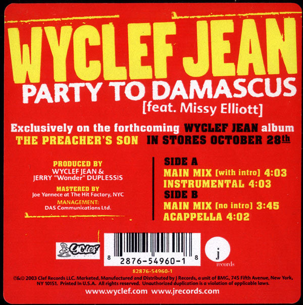 Wyclef Jean Feat. Missy Elliott : Party To Damascus (12", Single)