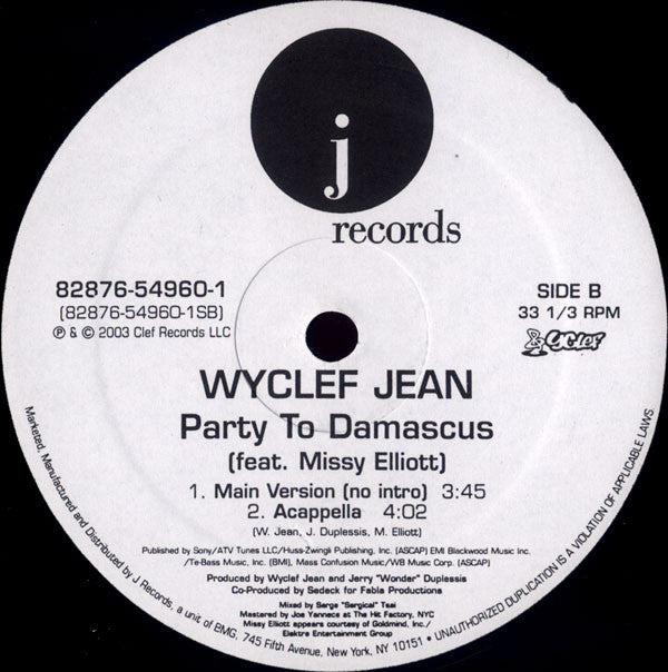 Wyclef Jean Feat. Missy Elliott : Party To Damascus (12", Single)