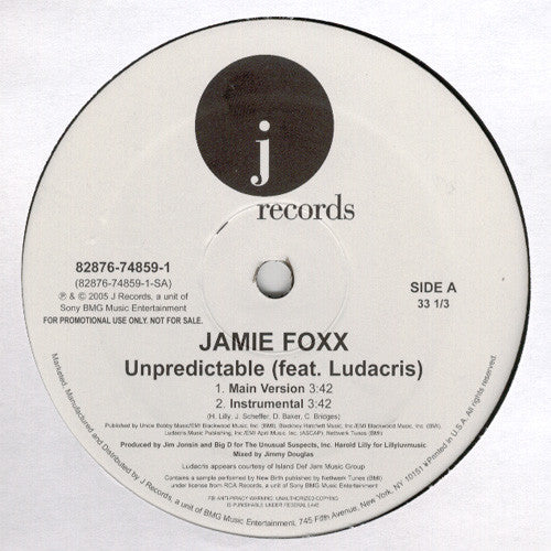 Jamie Foxx Feat. Ludacris : Unpredictable (12", Promo)