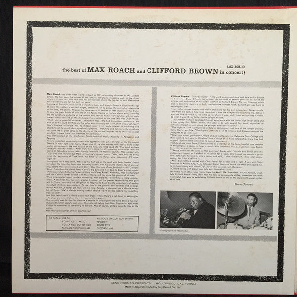 Clifford Brown And Max Roach : The Best Of Max Roach And Clifford Brown In Concert! (LP, Album, Mono, Ltd, RE)