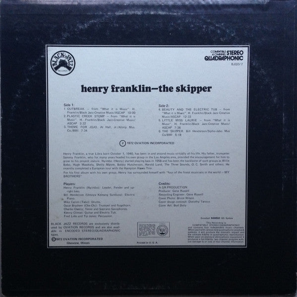 Henry Franklin : The Skipper (LP, Album, Quad, Promo)