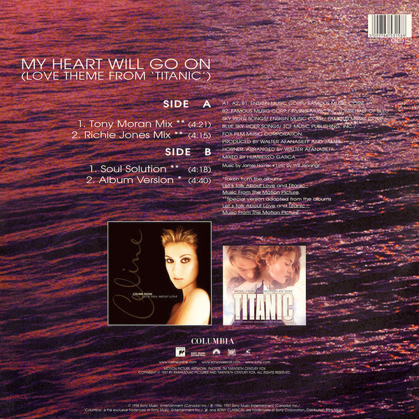 Céline Dion : My Heart Will Go On (Love Theme From 'Titanic') (Dance Mixes) (12", Single)