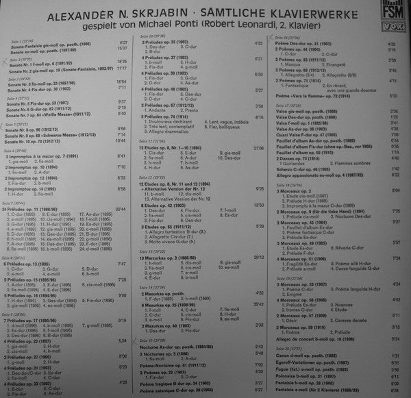 Alexander Skrjabin* − Michael Ponti : Sämtliche Klavierwerke (10xLP, Box)