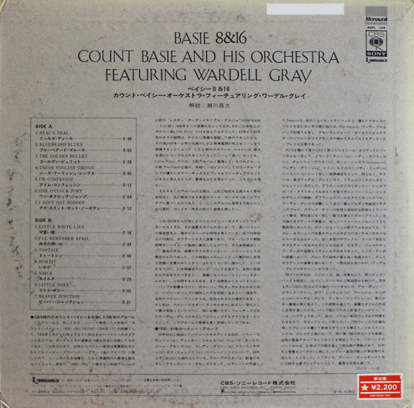 Count Basie Orchestra Featuring Wardell Gray : Basie 8 & 16 (LP, Mono)