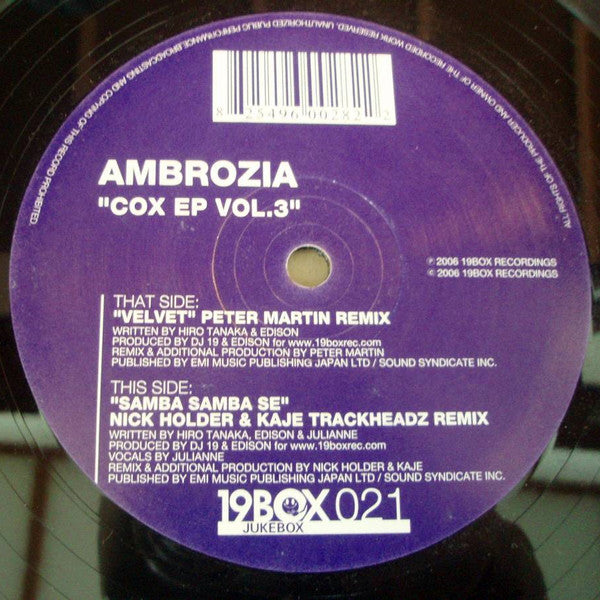 Ambrozia : Cox EP Vol. 3 (12", EP)