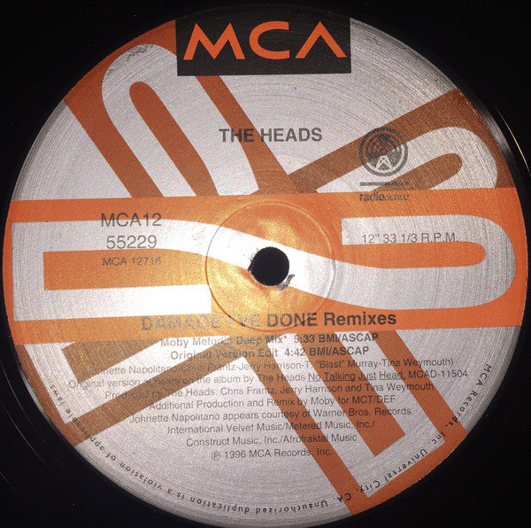 The Heads : Damage I've Done (12", Single)