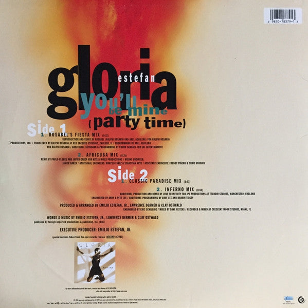 Gloria Estefan : You'll Be Mine (Party Time) (12", Single)