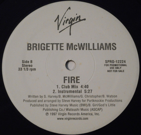 Brigette McWilliams : Fire (12", Promo)